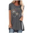 thumbnail image 1 of Pompotops Mode Femmes T-Shirt Imprimé Col Rond Manches Courtes Tee Décontracté Blouse, 1 of 4
