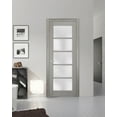 thumbnail image 4 of Solid French Pre-Hung Door Frosted Glass | Quadro 4002 Grey Ash | Single Regular Panel Frame Trims Handle | Bathroom Bedroom Sturdy Doors -24" x 96", 4 of 6
