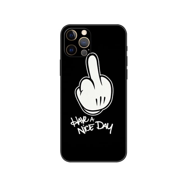 Funda de tpu negra para iphone 5 5s se 2020 6 6s 7 8 plus x 10 XR XS 11 12 13 mini pro MAX, cubierta trasera de dibujos animados, dedo medio Fivean unisex