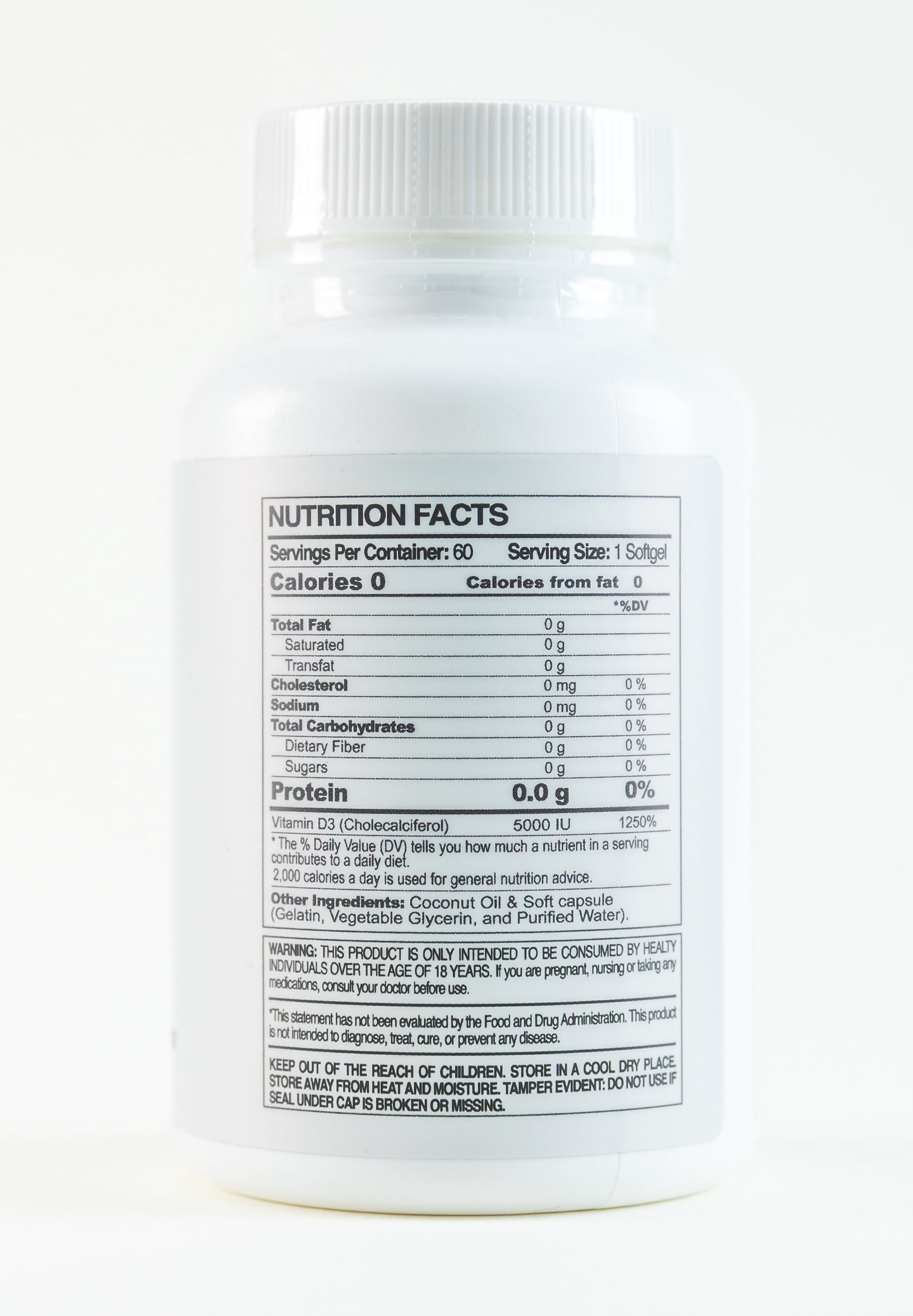 VITAMIN D3 5000 IU- New Formula: Paleo Life Vitamin D3 5000iu Premium High Potency with Coconut Oil - 60 Capsules. (1)