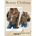 thumbnail image 6 of Nlife Women Houndstooth Lapel Collar Button Down Long Sleeve Cropped Jacket, 6 of 7