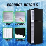 TACOOL 5.0 Cu.ft Double Door Mini Fridge with Top Freezer Compact Refrigerator for Home, Black, New