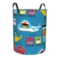 thumbnail image 2 of Balery Transportations With Cute Animals Round Laundry Basket with Handles Waterproof Freestanding Laundry Hamper for Clothes Toys in the Dorm and Family-Small, 2 of 8
