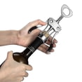 thumbnail image 2 of Abridor de vino con sacacorchos de ala de acero inoxidable, sacacorchos para camareros, removedor de abridor de botellas de corcho y tapa de cerveza utilizado en cocina, restaurante, castill, 2 of 5