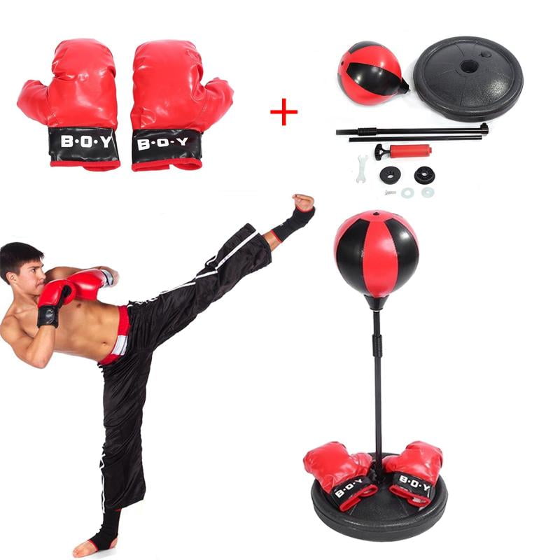 Child Punch Ball Set Free Standing Adjustable w/Boxing Bag Gloves Speed Training 