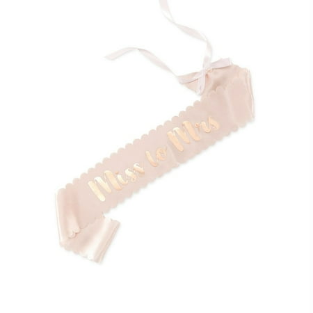 Weddingstar Blush Pink & Rose Gold Satin Bachelorette Party Sash - Miss To Mrs