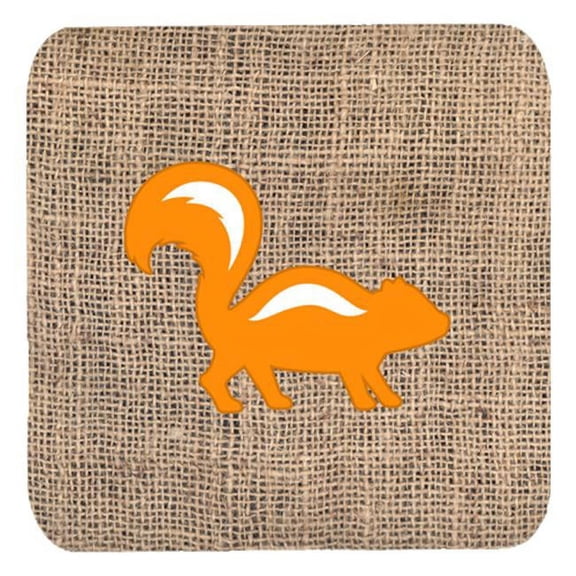 Skunk Burlap And Orange Foam Coasters - Set 4, 3.5 x 3.5 In.