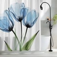 thumbnail image 2 of Abstract Blue Tulip Fabric Shower Curtain Flowers Leaf Plant Washable Shower Curtains for Bathroom, Waterproof Bath Curtain with Hooks Home Decor 36x72in, 2 of 8