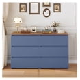 thumbnail image 5 of Nightstand with 3 Drawers, Blue Bedside Table - Bedroom Sofa Side Table with Cut-Out Handles, 17.7"W x 15"D x 21.7"H, 5 of 7