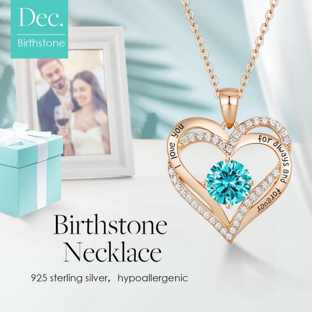 Baywell Lake Blue Gold Diamond Necklaces Dancing Diamond Necklace for women with Gift Box Real Diamond Pendant Necklaces