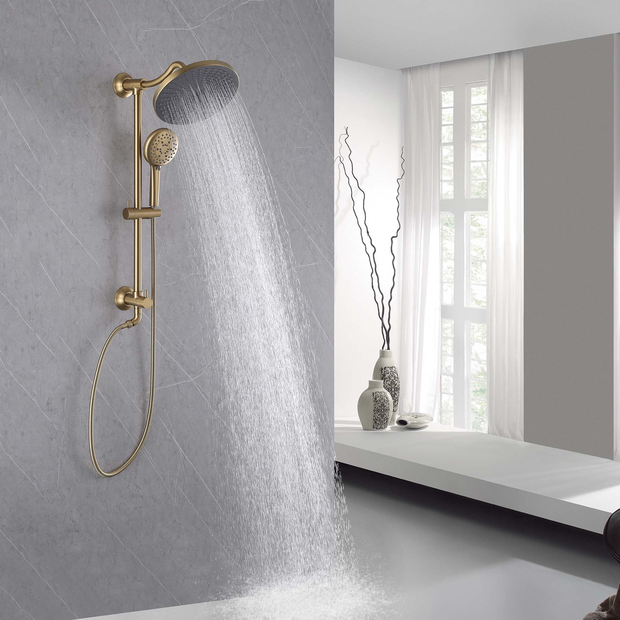 Multi Function Rainfall Shower Head with Hand Shower without Rough-in Valve