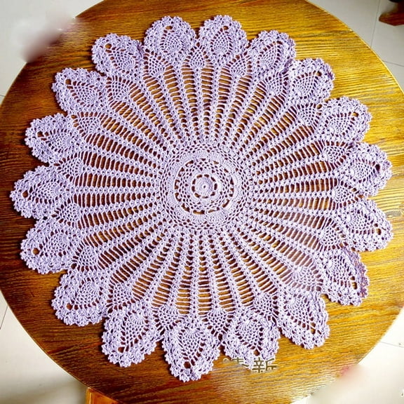 Round Purple Tablecloth Crochet Cotton Lace Table Doily Tablecloth Doilies for Dressers and End Tables