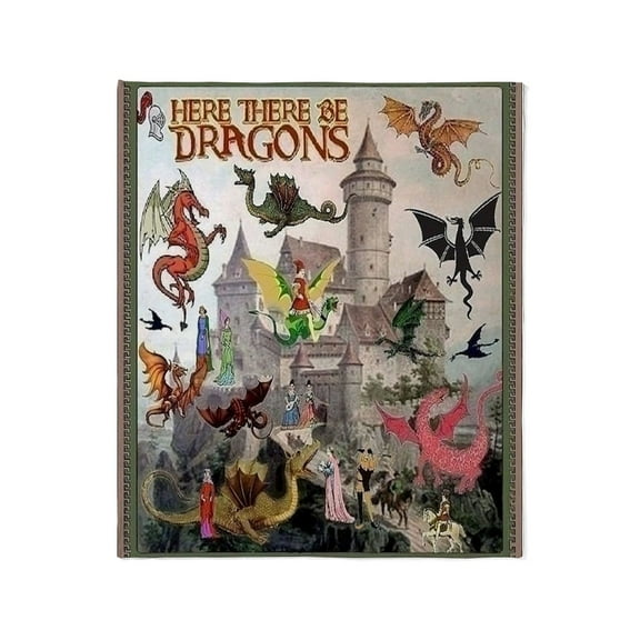 CafePress - There Be Dragons Throw Blanket - Soft Fleece Throw Blanket, 50"x60" for All Ages
