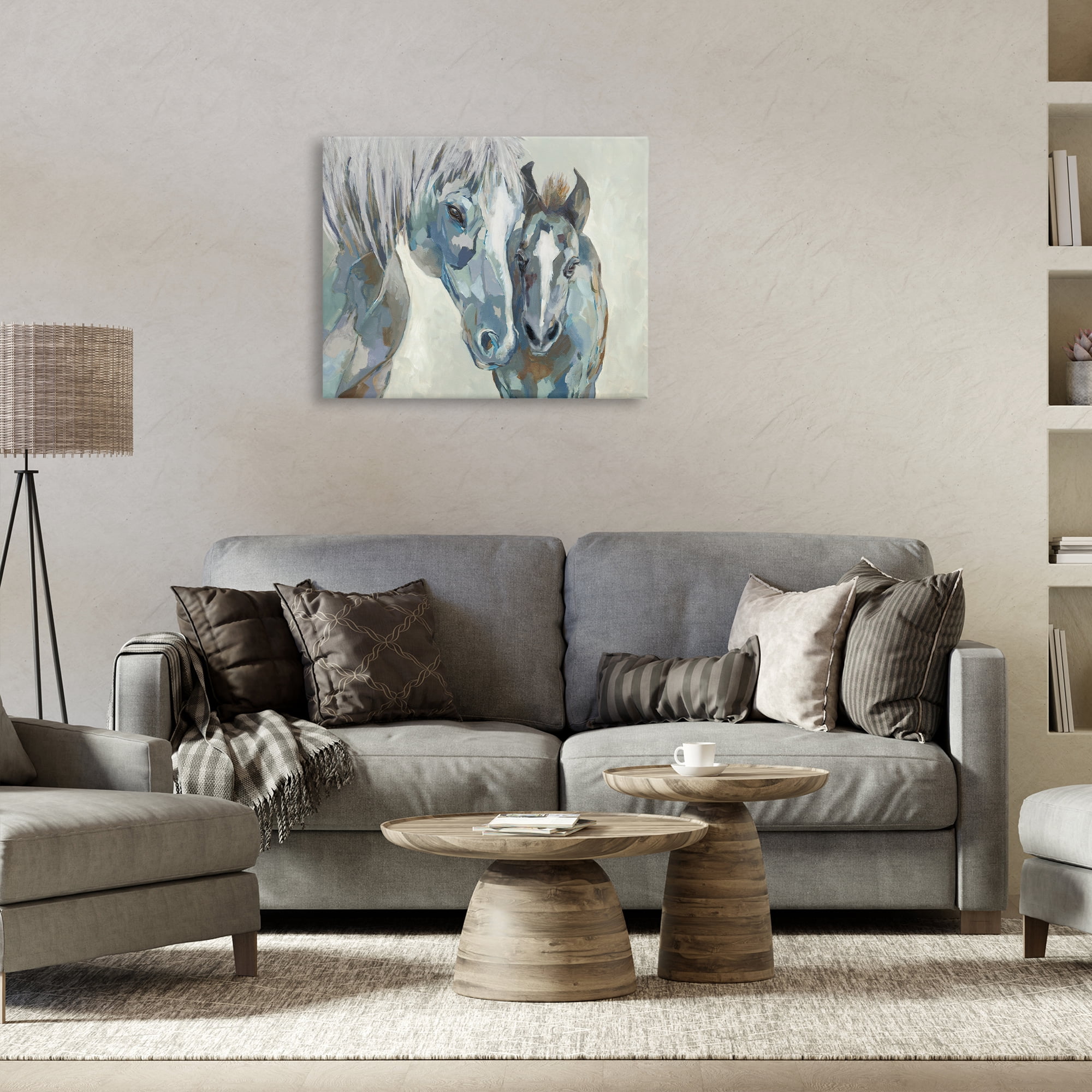 Stupell Industries Grey Horse & Foal Animals Painting Wrapped Canvas Art Print Wall Art, 30 x 24
