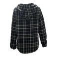 thumbnail image 4 of RYRJJ Womens Oversized Plaid Shacket Jacket Long Sleeve Button Down Sherpa Fleece Lined Hooded Jackets Winter Warm Outerwear Coat(Black,XL), 4 of 4