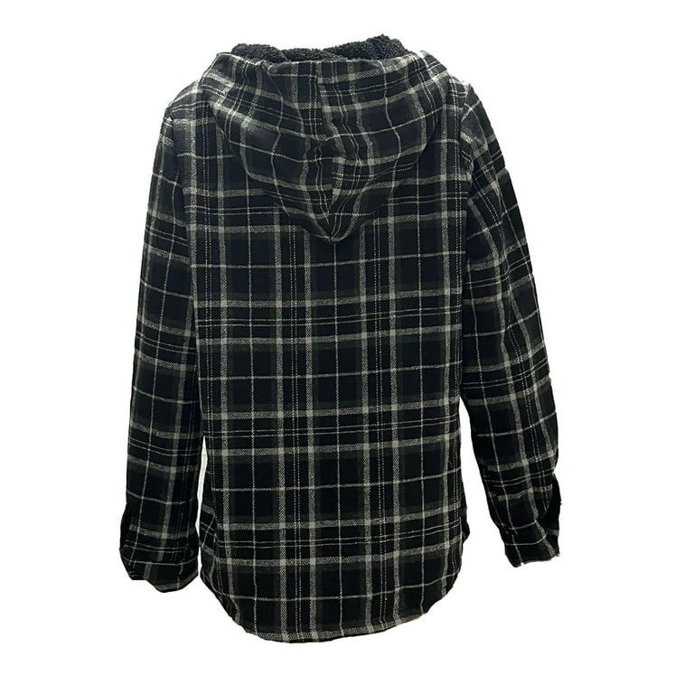 Meichang Women Plaid Shacket Jacket Sherpa Lined Flannel Jackets