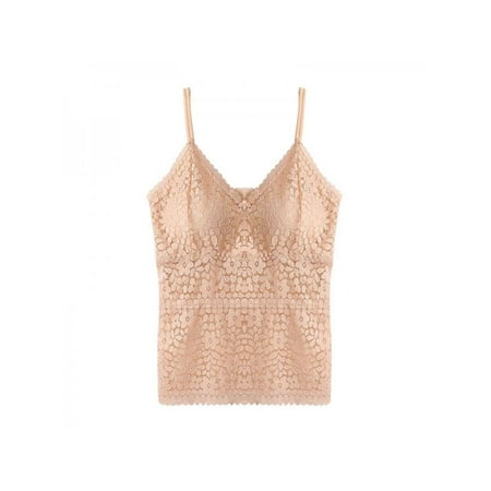 

Topumt NEW Women Lace Camisole With Chest Pad Base Bra