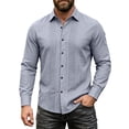 thumbnail image 3 of IhhxPro Men's Linen Button down Shirt Breathable Lightweight Fit Button-Up Pleated Dress Casual Summer Wedding Office Vacation Slim Long Sleeve Solid S-3XL, 3 of 9