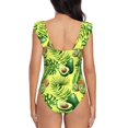 thumbnail image 6 of Yiaed Kiwi and Avocado Print Women's Ruffled One Piece Swimsuit V Neck Swimwear Slimming Monokini for Woman-X-Large, 6 of 8