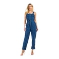 thumbnail image 4 of Fashion2Love Women's Juniors Adjustable Straps Belted Sleeveless Denim Jumper Overalls, 4 of 6