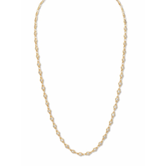 PalmBeach Jewelry Round Cut Crystal Goldtone Station Necklace 21 inch