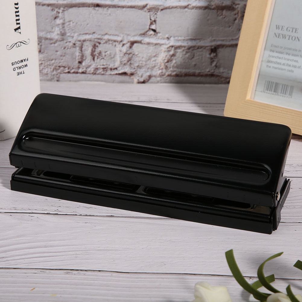 Yajisi Six Hole Adjustable Punching Machine Paper Puncher Office Supplies Black with Non-Slip Pad for Planner Insert Pages Binders and Organizers 7.87 inches / 20 cm Hole Puncher Tool