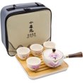 thumbnail image 1 of Youngky Porcelain Chinese Ceramic Gongfu Tea Set,Portable Travel Tea Set with 360 Rotation Tea maker and Infuser, All in One Gift Bag for Travel,Home,Gifting,and Office (Sakura), 1 of 1