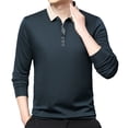 thumbnail image 5 of FINALGANG Mens Contrast Collar Long Sleeve Polo Shirt With Button Placket Slim Fit Soft Breathable For Fathers Day Gift Daily Wear Everyday Activities Trendy Top, 5 of 5