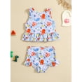 thumbnail image 3 of Bslissey 18M-6T Kids Girls Swimsuit Outfits Cute Cartoon Print Sleeveless Ruffle Tank Tops + Shorts 2Pcs Bikini Split Swimwear Set Toddler Casual Summer Bathing Suits, 3 of 8