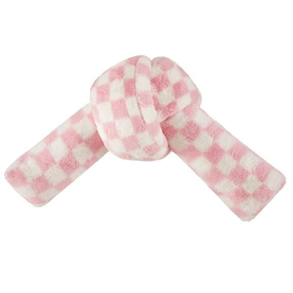 Mainstays Pink Checkered Knot Faux Fur Body Pillow, 22" L x 11" W