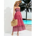 thumbnail image 5 of HYwys Women s Maternity Dresses Boho Strapless Summer Casual Floral Maxi Dress Pink M, 5 of 7