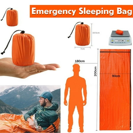 78.7 x 35.8 inch Portable Reusable Emergency Sleeping Bag Thermal Waterproof Foldable Survival Bag Rescue Space For Outdoor Camping Hiking (Color: