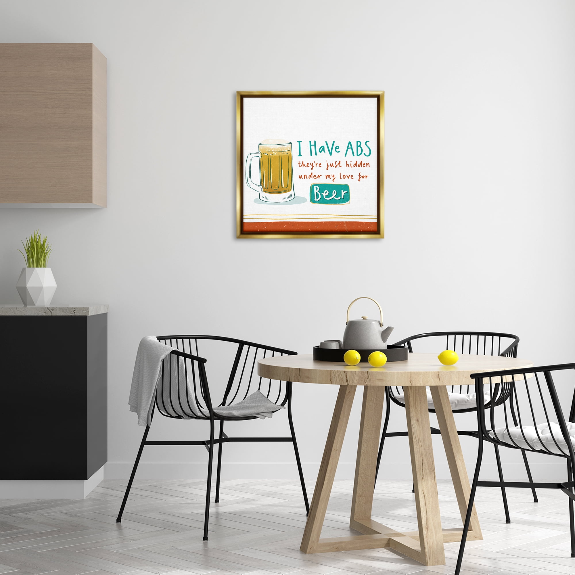 Stupell Industries Funny Beer Phrase Food & Beverage Painting Gold Floater Framed Canvas Art Print Wall Art, 25 x 25