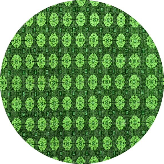 Ahgly Company Indoor Round Abstract Green Modern Area Rugs, 6' Round