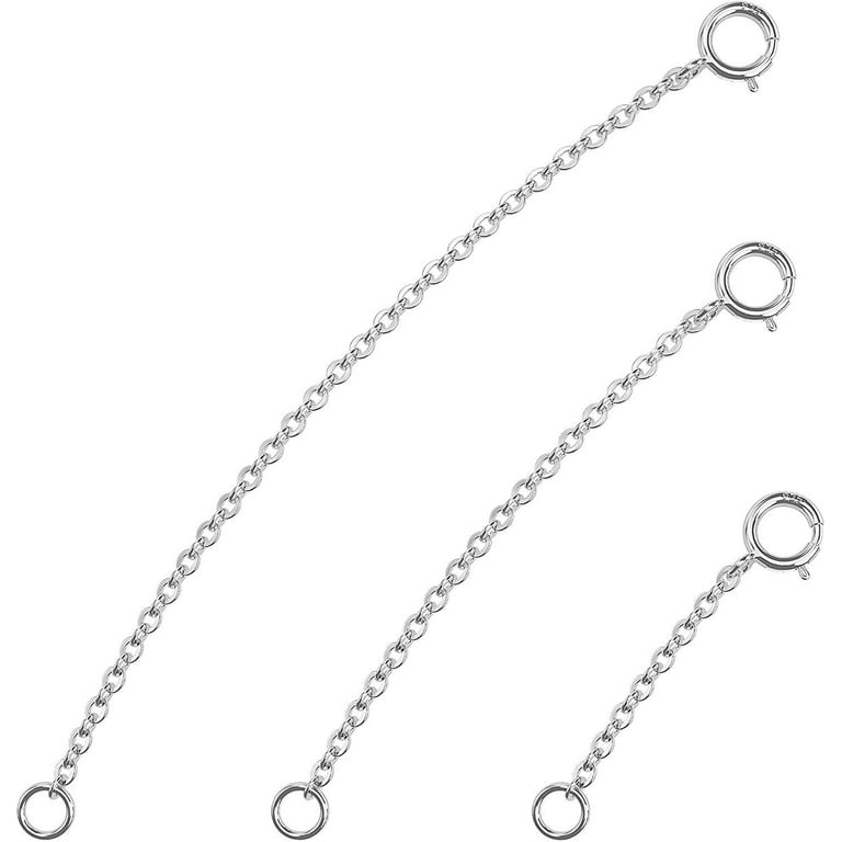 White Gold Necklace Extenders 925 Sterling Silver Necklace Bracelet Ankle  Extender Chain Extension for Jewelry Making（2 3 4 inch）