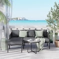 thumbnail image 2 of Grand Patio Outdoor 3-Piece Patio Furniture Small Sectional Sofa Set for Garden Backyard, Gray, 2 of 8