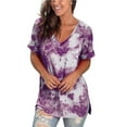 thumbnail image 7 of Plus Size Tops for Women V Neck Tie Dye Loose Fit Blouses Dressy Casual Lightweight Short Sleeve Tee Shirts Tunic Tops, 7 of 7