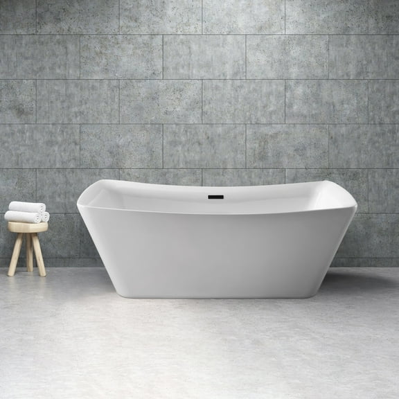 70" Streamline N542BL Soaking Freestanding Tub and Tray With Internal Drain