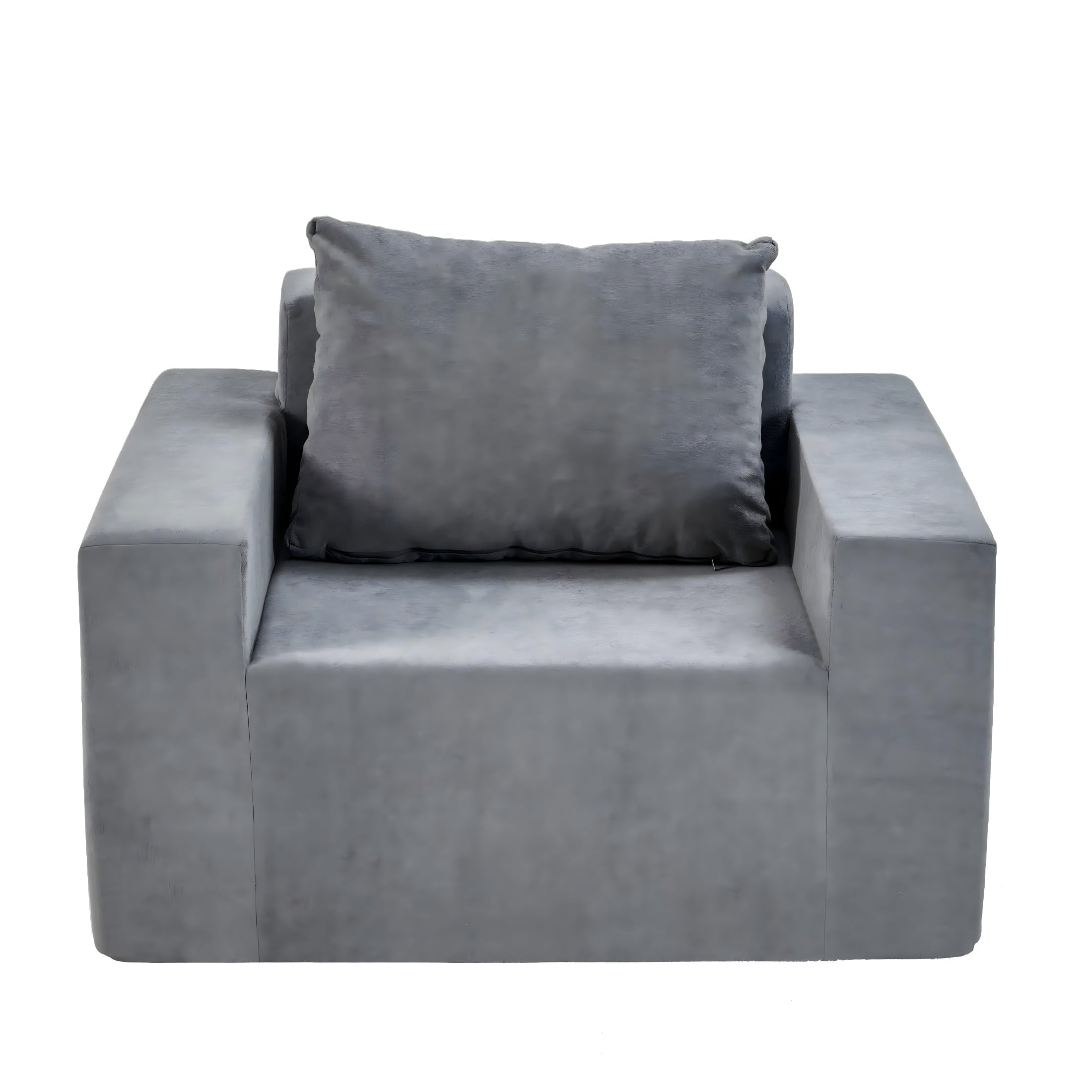 Aukfa Giant Bean Bag Chair for Adults, Upholstered Floor Sofa with Pillows and Armrests for Bedroom Living Room, Gray