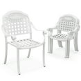 thumbnail image 1 of Costway 4 PCS Patio Cast Aluminum Armrest Chairs Dining Stackable Outdoor White, 1 of 8