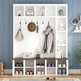 thumbnail image 3 of Harper & Bright Designs Farmhouse Hall Tree with Bench and Hooks , 4-in-1 Coat Rack with Shoe Cabinet , 76.7"H Entryway Tree with Storage and Adjustable Shelves for Living Room , White, 3 of 15