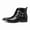 Black, variant on Men’s Snakeskin Texture Ankle Boots with Metal Toe Cap, Double Buckle Western Style Dress Booties, Black/Red