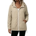 thumbnail image 2 of Craaazy Womens Waterproof Rain Jackets with Hood Solid Color Raincoats with Drawstring Hem, Zipper for Casual Daily Wear, 2 of 10