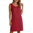 thumbnail image 3 of Gamivast Nightgowns for Women Sleeveless Scoop Neck Loose Fit Shift Mini Dress Solid Color Lace Trim Flowy Comfy Casual Everyday Wear Summer Dresses Spring Dresses, 3 of 8