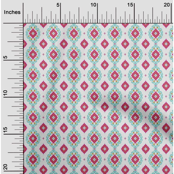 oneOone Polyester Lycra Fabric Diamond & Swirl Ikat Printed Fabric 1 Yard 56 Inch Wide