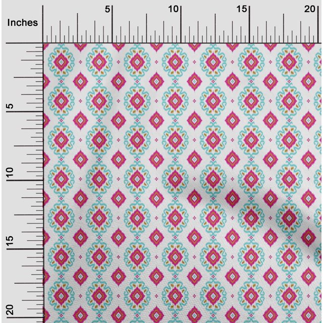 oneOone Organic Cotton Voile Fabric Diamond & Swirl Ikat Printed Craft Fabric BTY 42 Inch Wide