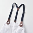 thumbnail image 7 of Sibling Matching Solid Peter Pan Collar Girl Dress Kids Puff Sleeve Button Dress Matching Boy Suspender Short Outfit Sets, 7 of 7