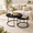 Black, variant on Round Coffee Table Set of 2, Black Gold Nesting Circle Side Tables Wooden Tops with Metal Ring Frames Center Tables for Living Room Bedroom Apartment