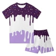 thumbnail image 2 of Boys Summer 2-Piece Set 6-12 Months 12-24 Months 2t 3t 4t 5t 6t 7t Children Cool Print Short Sleeve T-Shirt And Elastic Waist Shorts(Purple,3-4 Years), 2 of 5