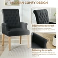 thumbnail image 5 of Fabric Upholstered Dining Chair with Arms, Tufted High Back Accent Coffee Armchair for Kitchen Dining Room Living Room, Black, 5 of 10